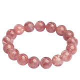 Crystal Natural Pink Lepidolite Round Bead Bracelet