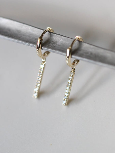 GP 925 Sterling Silver Cubic Zirconia Geometric Dainty Huggie Earring