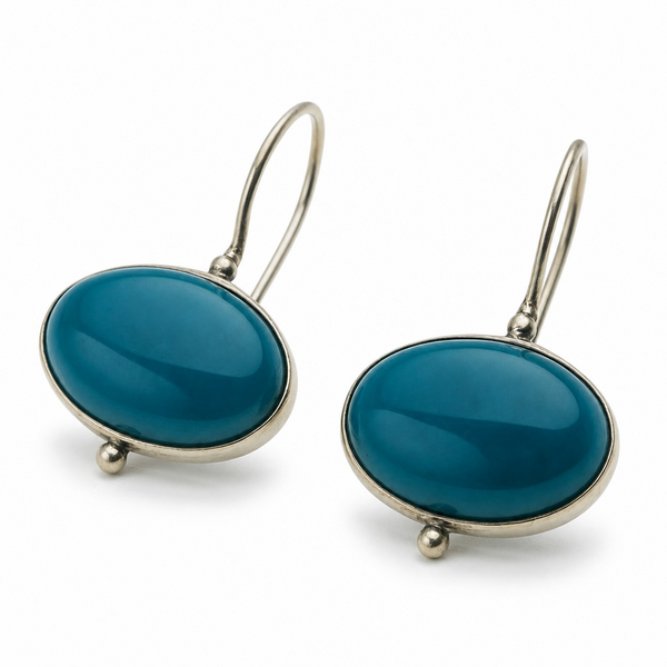 Turquoise Resin Oval .925 Sterling Silver Earrings