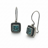 Blue Topaz Oxi Framed Sterling Silver Earrings