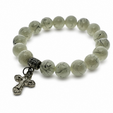 Stone Ball 10mm Cross Pendant