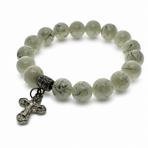 Stone Ball 10mm Cross Pendant