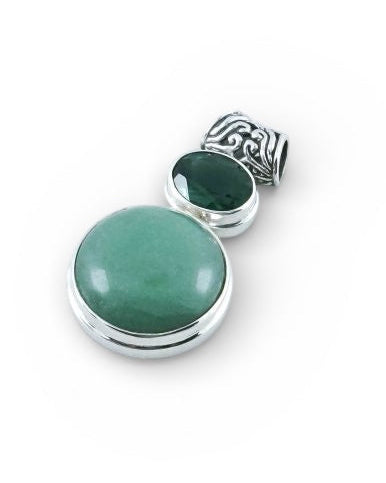 Aventurine, Green Quartz Sterling Silver Pendant