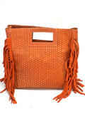 Italian Woven Suede Fringe Crossbody