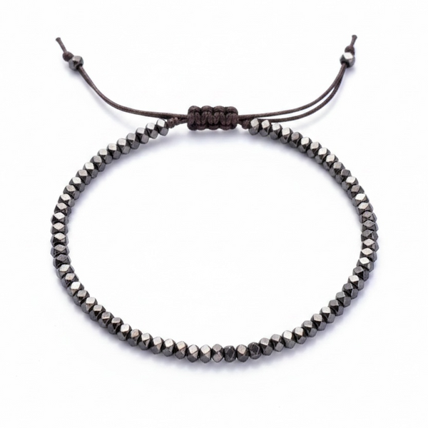 Beaded Metal Black Adjustable Bracelet