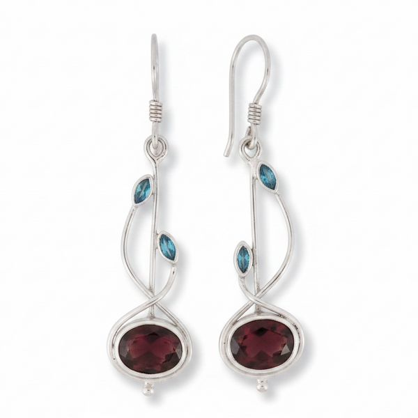 Garnet Sterling Silver Earrings