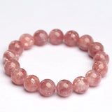 Crystal Natural Pink Lepidolite Round Bead Bracelet