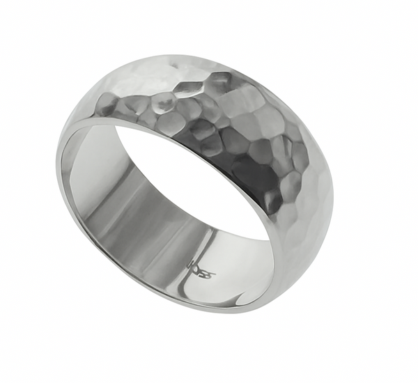 Hammered 8mm Sterling Silver Band