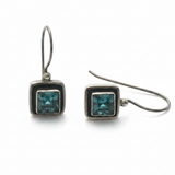 Blue Topaz Oxi Framed Sterling Silver Earrings