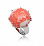 Coral Imitation sterling silver ring