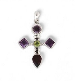 Gemstone Sterling Silver Cross