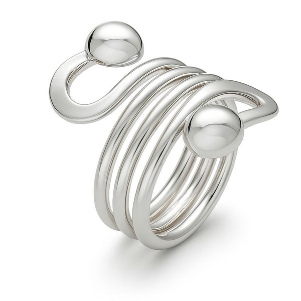 Double Ball Spring Sterling Silver Ring