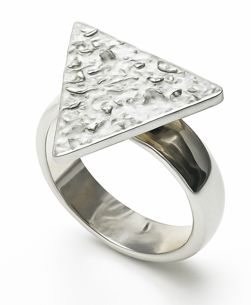 Hammered Triangle Sterling Silver Ring