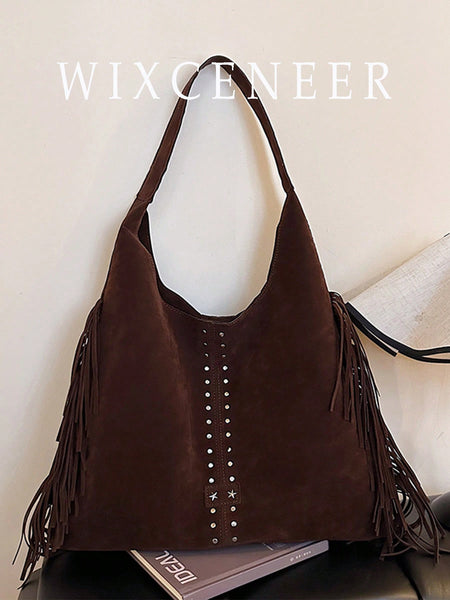 Large Vintage Suede Bag