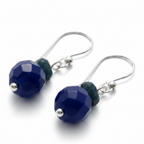 Blue Double Ball .925 Sterling Silver Drop Earring