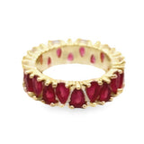 Gold Filled 18k Ring With Pear Cut Tear Drop Colored CZ Stones (D55)