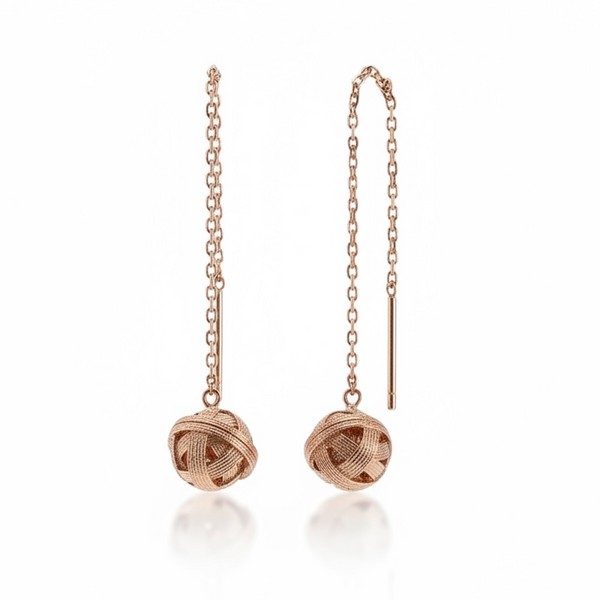 Gold Plated Rose Ball Design Sterling Silver Earrings
