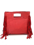 Italian Woven Suede Fringe Crossbody