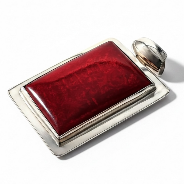 Red Coral Sterling Silver Framed Pendant