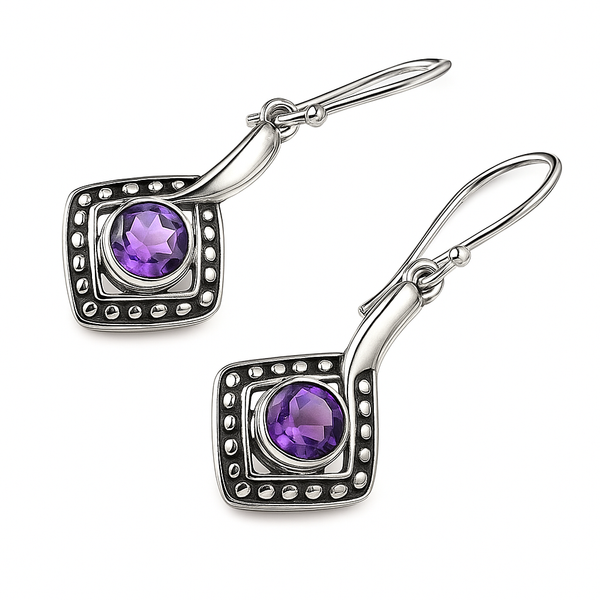 Genuine Sterling silver and Amethyst Earrings