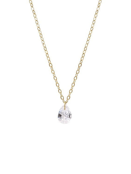 Gold Plated 925 Sterling Silver Cubic Zirconia Water Drop Necklace