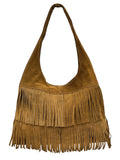 Italian Fringed Suede Shoulder Tote – Made in Italy