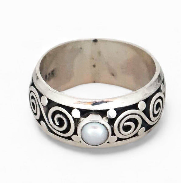 Pearl Sterling Silver Band