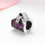 S925 Sterling Silver Purple Handbag Bead Pendant