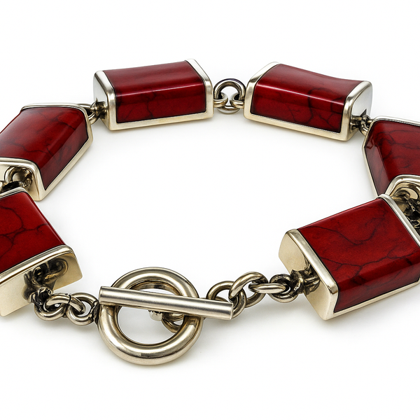 Carnelian Slab .925 Sterling Silver Bracelet