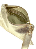 Italian Pebbled Leather Zip Wristlet Clutch wholesale