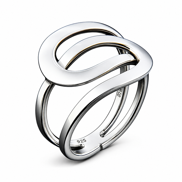 Wired Double Loop Sterling Silver Ring