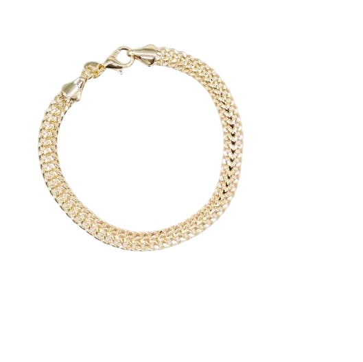Gold 18K Filled 5mm Designed Double Link Bracelet (I275)