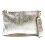 Italian Pebbled Leather Zip Wristlet Clutch wholesale