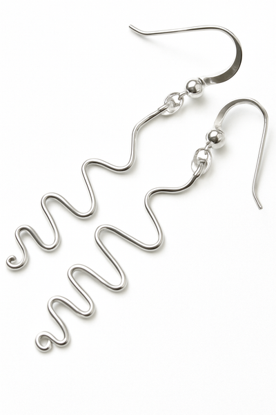 Swirl Squiggle Sterling Silver Drop Earrings