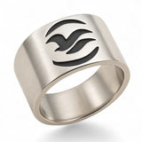 Oxidised Matt Soaring Bird Sterling Silver Band