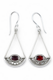 Garnet Dangle Swing Sterling Silver Earrings