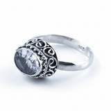 Clear Crystal Sterling Silver Ring
