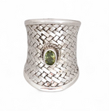 Peridot Weaved Shield Sterling Silver Ring