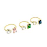 Gold Filled 18k Cube and Waterdrop CZ Open Ring (D125)