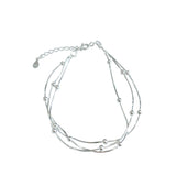 S925 Sterling Silver Triple Snake Bead Bracelet