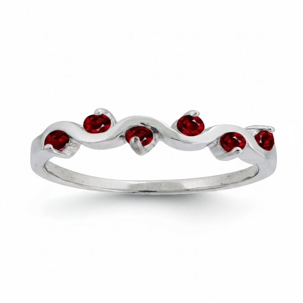 Garnet Cubic Zirconia Stone Sterling Silver Ring