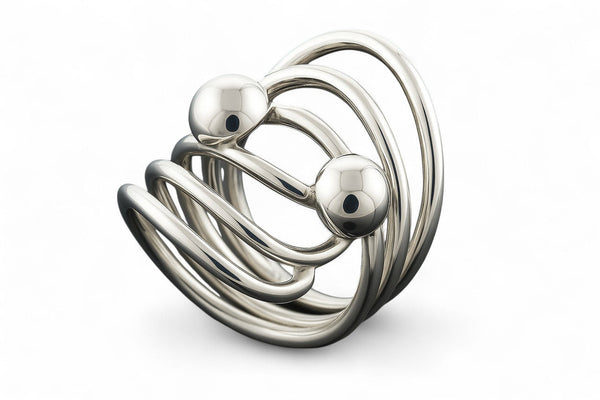 Wire Double Ball Sterling Silver Ring