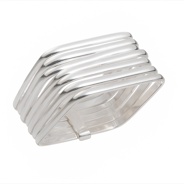 Hinged Square 7 Stacked .925 Sterling silver Ring