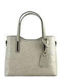 Italian Embossed Leather Structured Tote Bag