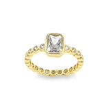 Gold Filled 18k Rectangular CZ Stone Ring Band (D130)