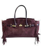 Italian Large Fringed Suede Leather Tote – Made in Italy