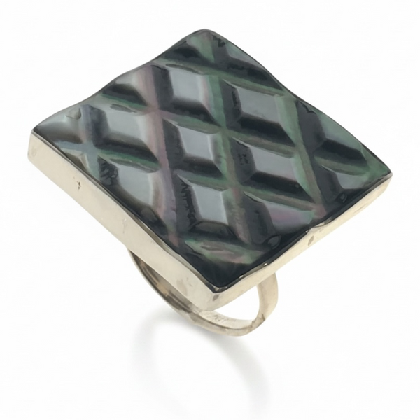 Shell Indented .925 Sterling Silver Ring