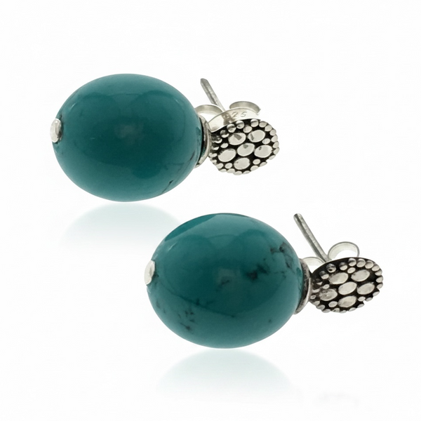 Turquoise Like 12mm Ball Drop .925 Sterling Silver Stud