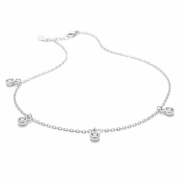 A Sterling silver micro-inlaid zircon necklace clavicle chain