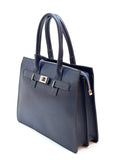 Italian Structured Italian Leather Belted Satchel